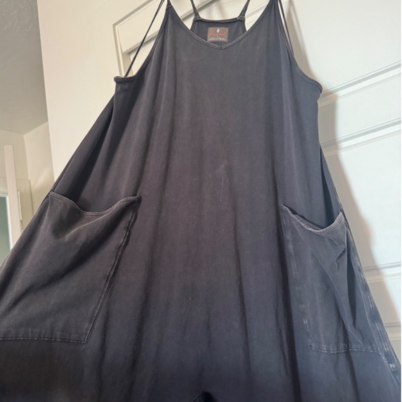 Free People sz L Hot Shot Washed Gray Laggenlook Baggy Jumpsuit Romper Casual - Picture 7 of 9